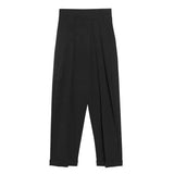 WIAOFELLAS  -  Summer New Men's Solid Color Wrinkled Velcro High Waist Trousers Retro Casual Fashion Trend Simple Loose Niche Men's Bottoms