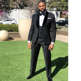 Wiaofellas  -  Formal Groom Tuxedo For Wedding 3 Pieces Custom Men Suits Slim Fit Velvet Shawl Lapel Male Fashion Jacket Waistcoat Pants