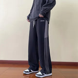WIAOFELLAS  -  Fashion Casual Fashion Striped Guard Pants Men's Autumn New Elastic Waistd Drawstring Patchwork Pockets Straight Loose Trousers