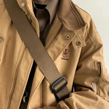 WIAOFELLAS  -  Mens Ahmei Khaki Y2k Jacket Street Retro Embroidery Workwear Coat Autumn Fashion Brand Loose Casual Lapel Color Matching Coat