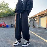 Wiaofellas  -  Spring New Men's Clothing Loose Casual Japanese Hong Kong Breeze Straight Solid Color Elastic Waist Trend Bloomers Trousers