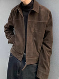 WIAOFELLAS  -  Y2K Men's Jacket Streetwear Fashion Slim Fit Long Sleeve Zipper Lapel Jackets For Mens Autumn Winter Outdoor Casual Crop Coats