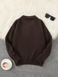 WIAOFELLAS  -  New Popular Autumn and Winter Pure Color Polo Collar V-Neck Pullover Sweater Casual Round Neck High-End Textured Knitted Men's Pullover