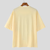 WIAOFELLAS  -  Men T Shirt Lace Patchwork O-neck Short Sleeve Loose Male Tee Tops Streetwear Summer 2025 Fashion Men Clothing S-5XL