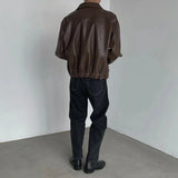 Wiaofellas  -  Mens Autumn And Winter Retro Leather Casual Loose Short Leather Jacket Men'S Handsome And Elegant British Jacket Tops