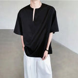 WIAOFELLAS  -  Summer New Men's Short-Sleeve Patchwork T-Shirt American Retro Fashion Trendy High Street Loose Casual Niche Men's Top