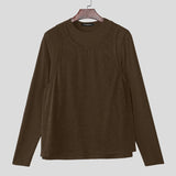 WIAOFELLAS  -  Men T Shirt Patchwork O-neck Long Sleeve Personality Male Tee Tops Streetwear Knitted Fashion Casual Men Clothing S-5XL