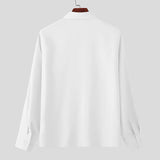 Wiaofellas  -  Men Shirt Lapel Long Sleeve Zipper Solid Color Casual Men Clothing Streetwear Spring Fashion Leisure Tops Camisas