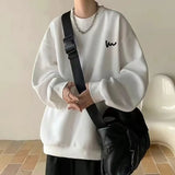 WIAOFELLAS  -  No Hat Hoodies Men Baggy Plus Velvet Thicken Sweatshirts Handsome Warm Print Design Korean Fashion All-match High Street Daily