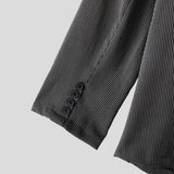 WIAOFELLAS  -  Men Irregular Blazer Striped Lapel Long Sleeve Casual Suit Men Streetwear Hollow Out Fashion Male Thin Coats Blazer
