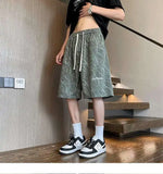 WIAOFELLAS  -  Fashion New Men's Letter Print Tie Dye Drawstring Design Shorts Trendy Summer High-waisted Loose Short Pants Male