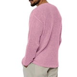 Wiaofellas  -  Autumn And Winter New Men's Solid Color V-Neck Long-Sleeved Sweater Fashion Trend Simple Casual Loose Breathable Men's Tops