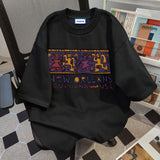 WIAOFELLAS  -  Men Clothing T Shirts New Summer High-end Designed Loose Casual Pure Cotton Cartoon Letters Doodle Print Short-sleeved T-shirt