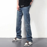 WIAOFELLAS  -  American Retro High Street Spring Summer Jeans Men's Solid Patchwork Pocket Fashion Vintage Casual Loose Cowboy Straight Pants