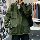 Wiaofellas  -  Hong Kong Style Retro Trendy Brand Men Spring and Autumn Multi-pocket Loose Versatile Trendy Functional Style Baseball Jacket