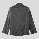 WIAOFELLAS  -  Men Irregular Blazer Striped Lapel Long Sleeve Casual Suit Men Streetwear Hollow Out Fashion Male Thin Coats Blazer