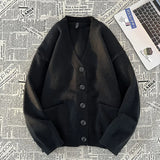 WIAOFELLAS  -  Autumn Winter New Korean Fashion Trend Versatile Casual Cardigan V-neck Sweater Men's Jacquard Comfortable Breathable Jacket
