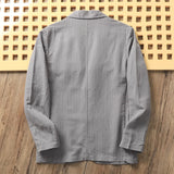 Wiaofellas  -  Japanese Sle Linen Bubble irt Men's Summer Lightweight Casual Suit Jaet Breathable Comfortable Spring Faion Trend