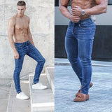 WIAOFELLAS  -  Plus Size S-3XL Men Jeans Spring Autumn Classic Fashion Casual Slim Skinny Elastic Stretch Long Denim Pencil Pants Black Blue