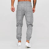 Wiaofellas  -  New Casual Mens Plaid Printed Pants Spring Autumn Fashion Drawstring Lace-up Pants Sports Fitness Men Running Jogging Pants