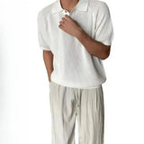 WIAOFELLAS  -  Cooling Polo Shirt Men 3D Honeycomb Knit Tech Breathable Fabric Oversized Collar Streetwear Essentials