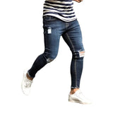 WIAOFELLAS  -  Plus Size S-3XL Men Ripped Jeans Spring Autumn Fashion Casual Washed Slim Skinny Pencil Long Denim Pants Streetwear