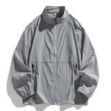 Wiaofellas  -  Men’s New Fashion Casual Trendy Solid Color Zipper Jacket Coat Summer Long Sleeve Stand Collar Jacket Male Clothes Tops Coat