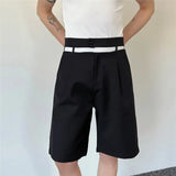 Wiaofellas  -  Fashion New Summer Men's Clothing Shorts Loose Straight Wide Leg Male Casual Trousers Hollw Out Waist Menwear