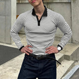WIAOFELLAS  -  Men Striped Shirt Lapel Long Sleeve Loose Casual Men Clothing Streetwear Fashion Leisure Male Tops 2026 Spring Shirts