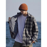 WIAOFELLAS  -  American retro plaid shirt men's autumn and winter thickened and fleece warm, trendy loose and casual long-sleeved shirt jacket