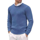WIAOFELLAS  -  Men's Casual Sweater 2025 round Neck Long Sleeve Knitted Diamond Pattern Fashion Versatile Top