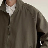 WIAOFELLAS  -  Mens Jacket Japanese Style Classic Daily Tops Ribbed Vertical Texture Street Zip-Up Raglan Baggy Bomber Trendy Top Men's Clothes