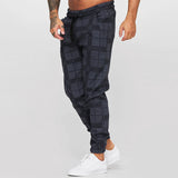 Wiaofellas  -  New Casual Mens Plaid Printed Pants Spring Autumn Fashion Drawstring Lace-up Pants Sports Fitness Men Running Jogging Pants