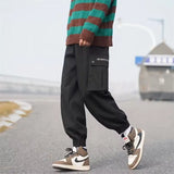 Wiaofellas  -  Multi-pocket large size tide brand plankton bunched foot cargo pants men's loose casual pants