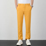 Wiaofellas  -  Men's Casual Straight Leg Pants White Suit Trendy Busin Sle Autumn New Arrival Slim Fit Comfortable Polyester Fiber