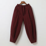 WIAOFELLAS  -  Autumn Mens Cotton Wide Leg Pants Men Solid Color Oversized Jogger Trousers Male Elastic Waist Streetwear Hanfu Linen Pants