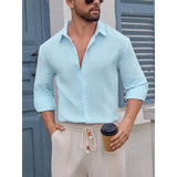 Wiaofellas  -  Autumn and Winter Men's Shirts Breathable Cotton Long-sleeved Plaid Shirt Casual Slim Top Shirt
