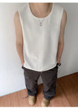 WIAOFELLAS  -  Embroidery Design Men's Tankk Tops Casial Round Collar Sleeveless Tops Solid Color Loose Pullover Male Vests Summer