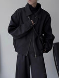 WIAOFELLAS  -  Spring Autumn Design Short Wide Shoulder Jacket Men Hong Kong Style Simple Student Collar Long Sleeve Coat