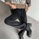 WIAOFELLAS  -  Summer Casual pants Men Fashion Oversized Wide Leg Pants Men Korean Loose Straight Ice Silk Pants Mens Suit Pants Trousers M-3XL