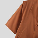 Wiaofellas  -  Men's Shirt Lapel Short Sleeve Summer Button Casual Menswear Clothing Camisa Streetwear Solid Fashion Shirts For Man