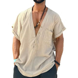 WIAOFELLAS  -  Spring Summer new men's casual shirt solid colorvbutton collar simple trendy top