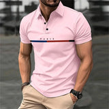 Wiaofellas  -  Short Sleeved Lapel T-Shirt For Men With Button Stripes 3d Printed Summer Casual And Comfortable Sports Polo Top