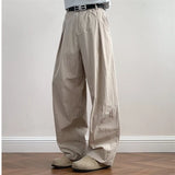 WIAOFELLAS  -  Fashion Men's Solid Color Loose Casual Pants Trendy Japan Style High-waisted Wide Leg Trousers Male