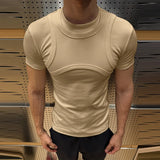 WIAOFELLAS  -  Men T Shirt Solid Color O-neck Short Sleeve Knitted Male Tee Tops Streetwear Summer Fashion Casual Cozy Men Clothing