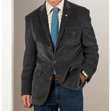 WIAOFELLAS  -  Mens Corduroy Blazer Single Breasted Casual Jacket Fashion Slim Fit Comfortable Elegant Suit Jacket Business Attire Formal Wear