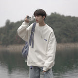 Wiaofellas  Spring And Autumn New Men's Hoodie Crewneck Embroidery Loose Pullover Couple Style Coat Top