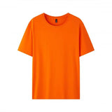 WIAOFELLAS  -  Pure Cotton Short Sleeve T-shirt Men's Round Neck Loose Solid Color Base Shirts Top Tees