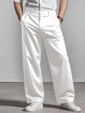 WIAOFELLAS  -  Fashionable Pleated Mens Loose Straight Pants Spring Summer Daily Casual Solid Color Suit Trousers For Men Leisure Trousers