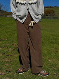 WIAOFELLAS  -  Solid Color Male Casual Pants Korean Style Droop Straight Thickened Trousers Wide Leg Loose New Male Bottom Winter